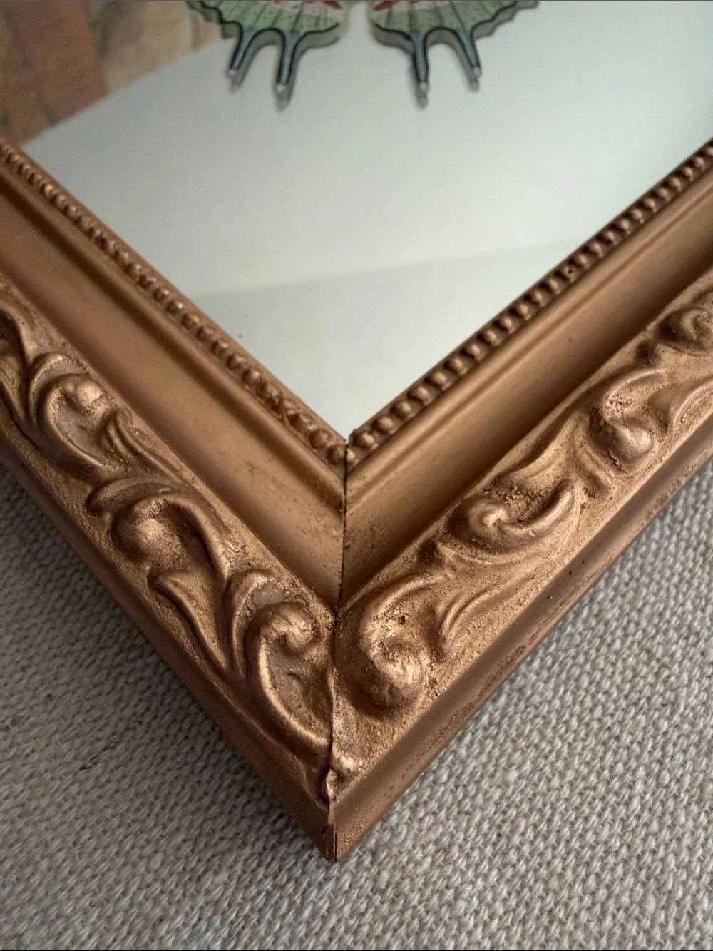 Vintage Inspired Ornate Gold Butterfly Wall Mirror
